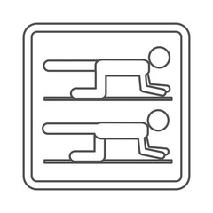 contour square shape with pictogram man exercise legs vector illustration