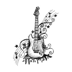  Sketchy of a guitar 
