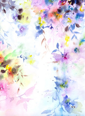 Obraz na płótnie Canvas Wedding invitation with floral design. Watercolor floral bouquet. Floral background. Birthday card.