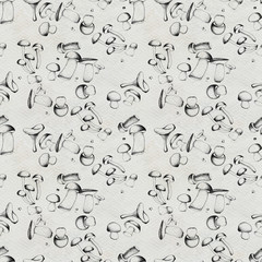 Hand drawn seamless pattern with mushrooms.