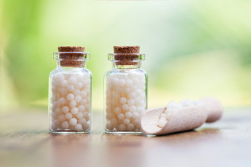 Homeopathy - A homeopathy concept with homeopathic medicine