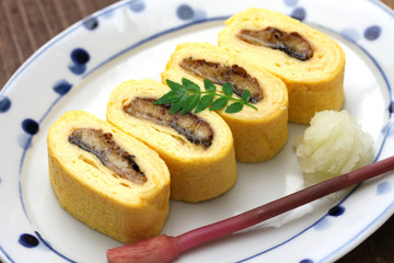 umaki, japanese eel rolled omelet, japanese cuisine