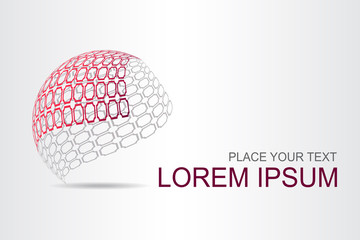 Logo stylized spherical surface with abstract shapes