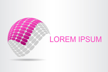 Logo stylized spherical surface with abstract shapes