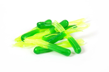 Fishing lure isolated on white. Wobbler in two color. Yellow and green colors.