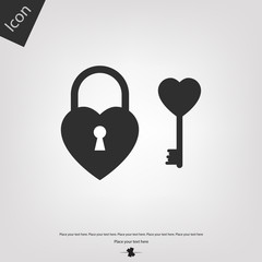 Heart lock key icon