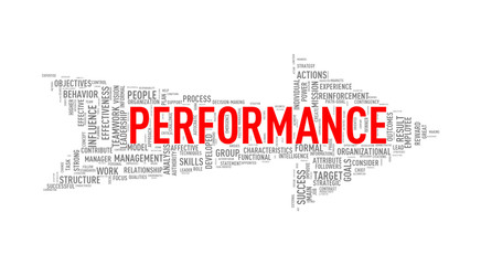 Obraz premium Arrow shape wordtag wordcloud performance
