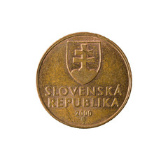 50 slovak halier coin (2000) reverse isolated on white backgroun