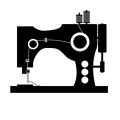 monochrome silhouette sewing machine icon vector illustration
