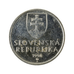 5 slovak koruna coin (1994) reverse isolated on white background