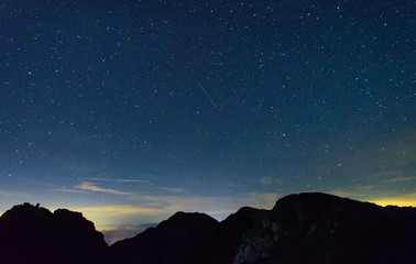 長野　北アルプス　星空と立山連峰