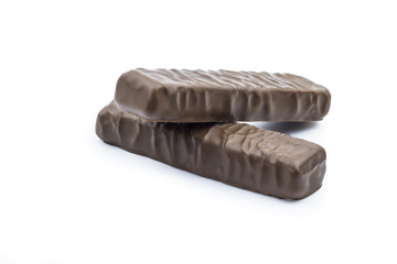 Chocolate bars isolated with clipping path on white background