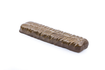 Chocolate candy bar isolated on white background. Clipping path included in JPEG.