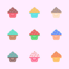 cake collction, cupcake set vector icons