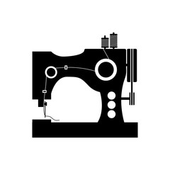 monochrome silhouette sewing machine icon vector illustration