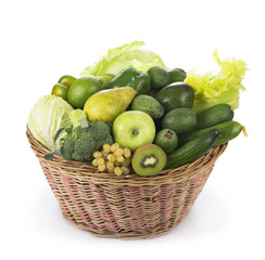 fresh vegetables in the basket isolated