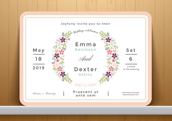Blossom flowers wedding invitation card