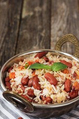 Rajma Rice (Chawal) / Rice and kidney Beans Pilaf, selective focus
