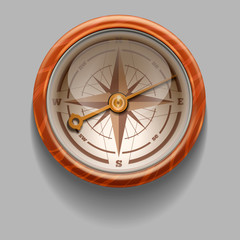 Antique retro style compass with windrose. Illustration