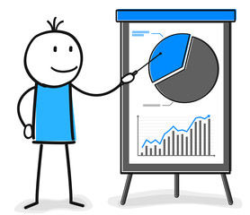 Figur bei der Analyse und Darstellung einer Präsentation mit Diagramm