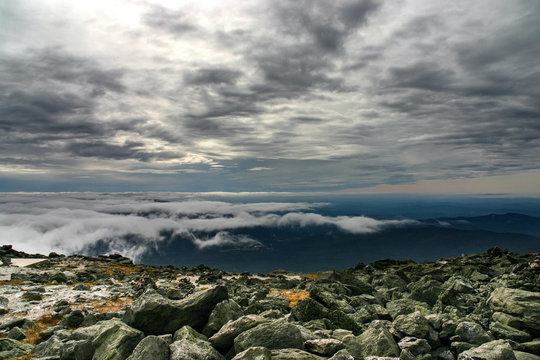 View from Mount Washington with dark and cloudy weather