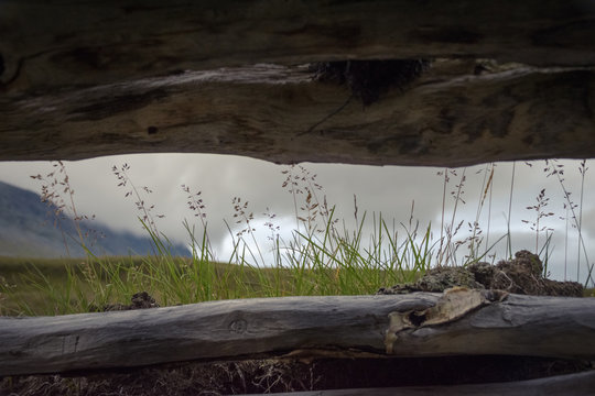 See through from inside the Sami hut in Sarek, funny perspective