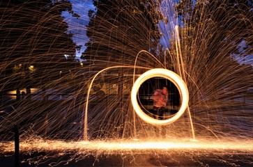 brennende Stahlwatte