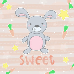 vector card with cute rabbit . vector print