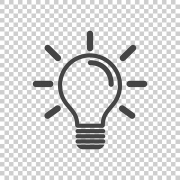 Light Bulb Icon In Isolated Background. Idea Flat Vector Illustration. Icons For Design, Website.