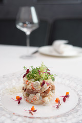 Russian salad cooked in modern way