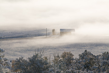 snow mist  in little town colorado