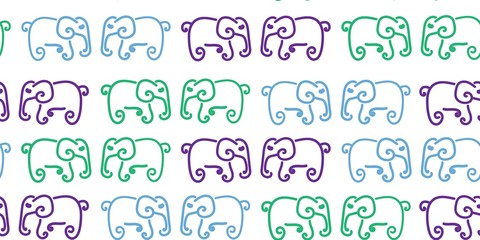 colorful seamless pattern of simple stylized elephants
