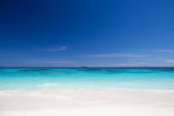 White sand beach at ocean in Tropicana with clear sky 