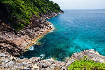 A clear water of ocean beside island in Tropicana under clear sky located south of thailand