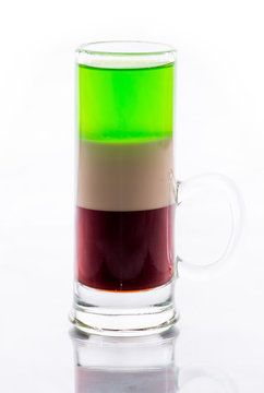 shots of colored layers of different alcohol