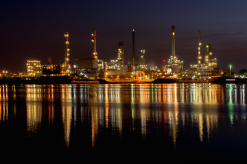 Bangchak Petroleum's oil refinery, beside the Chao Phraya River,