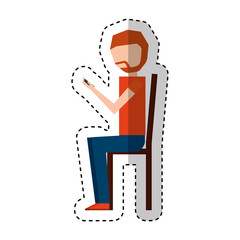 young man with smartphone avatar character vector illustration design