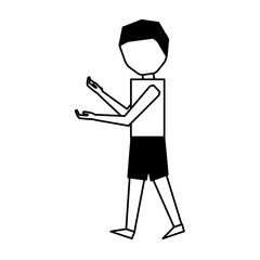 young man with smartphone avatar character vector illustration design