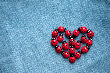 A group of wooden ladybugs