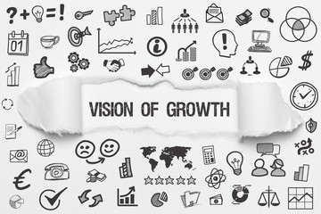 Vision of Growth / weißes Papier mit Symbole