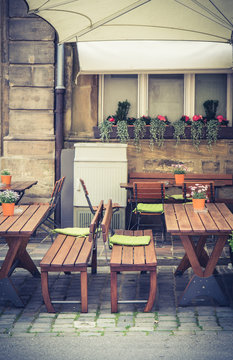 Street cafe tables outdoor