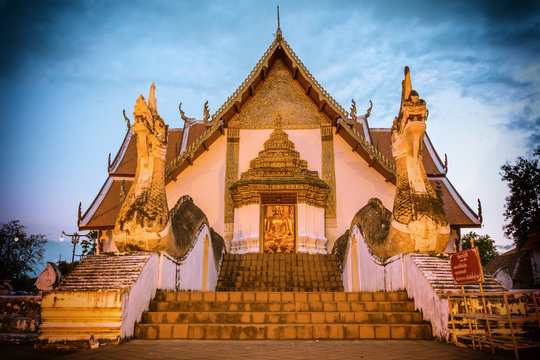 Wat Phumin or Wat Phumin Temple Attractions of Nan Province, Thailand. Painting the walls that tourists like to visit.