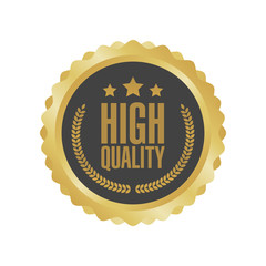 Vector Guaranteed Premium Quality Gold Sign, Round Label
