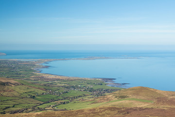 Fototapeta na wymiar View of the Maharees from Caherconree mountain, Dingle Peninsula, County Kerry, Ireland