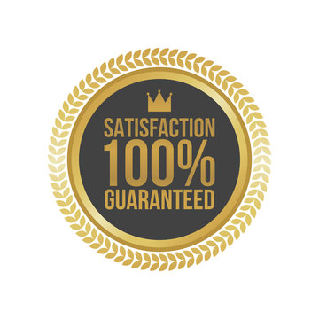 Vector Satisfaction Guaranteed Gold Sign, Round Label