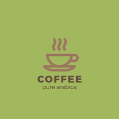 Coffee cup Logo design Linear. Hot Drinks Tea Coffee shop icon