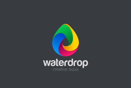 Water drop Logo design 3D vector. Waterdrop icon. Aqua droplet