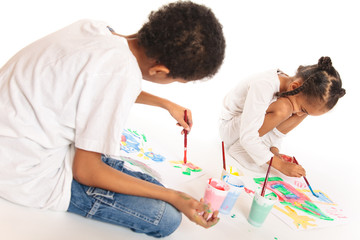 Obraz na płótnie Canvas Painting Mixed Race Kids