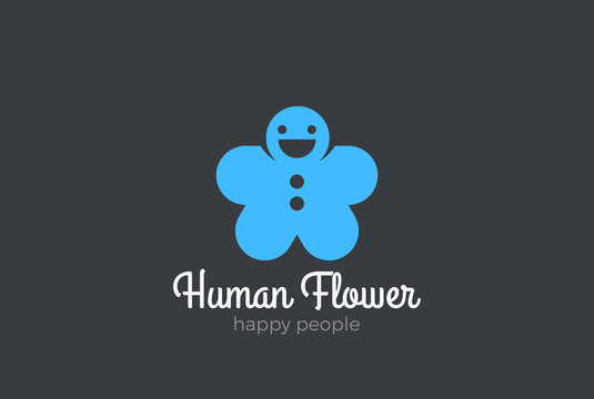 Funny Man Logo abstract design vector. Character flower
