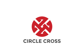Obraz premium Cross Circle Logo design. Infinity looped religion church icon